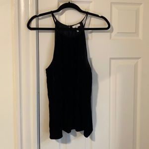 Joie L silk/velvet halter top black